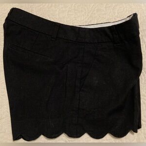 J. Crew Black Linen Cotton Scalloped Hem Shorts Size 6 EUC Like New